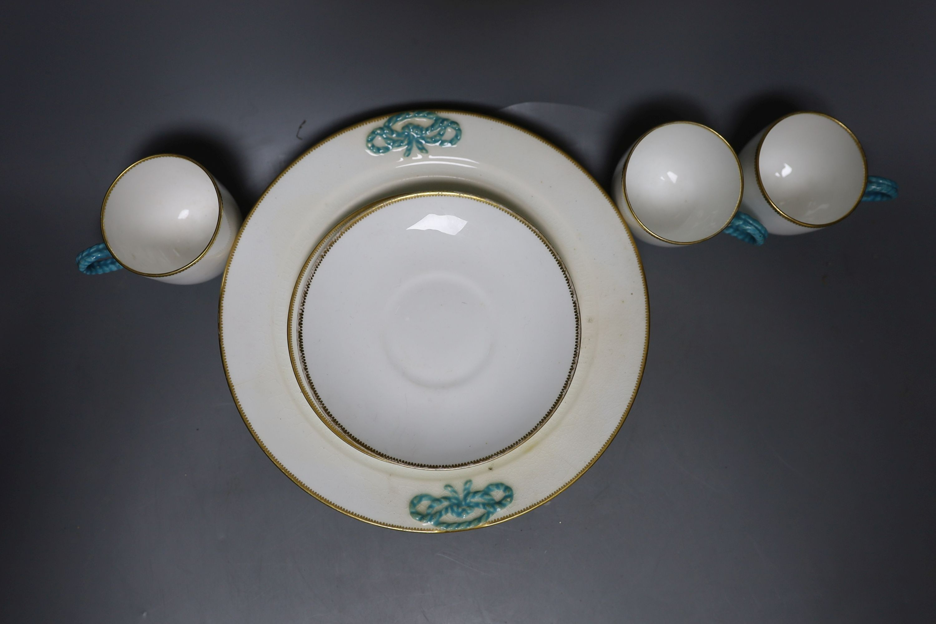 A Victorian Brown Westhead and Moore ten piece Lilac Rope Twist part tea and coffee service.